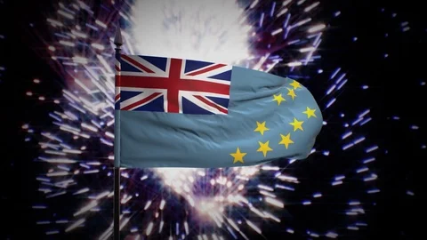 New year firework flag of Tuvalu Stock-Footage 101356834
