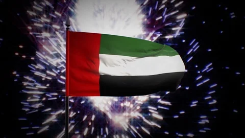 New year firework flag of the United Arab Emirates Stock Footage 101356532