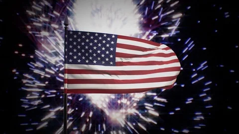 New year firework flag of the United States Stock Footage 101356634