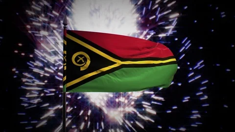 New year firework flag of Vanuatu Stock Footage 101356936