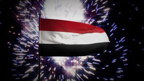 New year firework flag of Yemen Stock Footage 101357006
