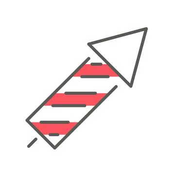 New Year firework with red color. Vector line icon illustration concept Stock Illustration