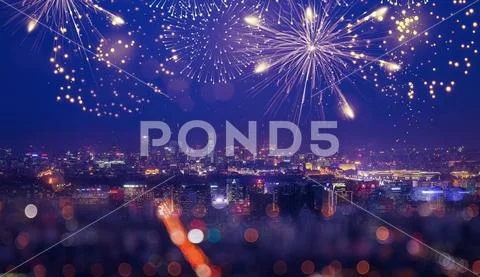 New Year fireworks background PSD-Vorlage