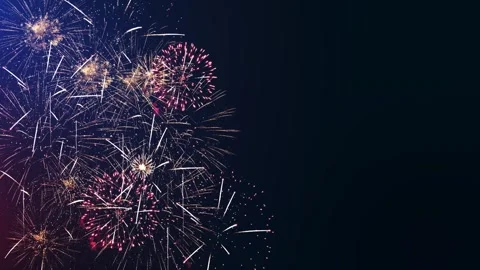New Year Fireworks Border with Empty Night Sky for Text Stock Footage 342637117