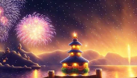 The new year fireworks Illustrazione stock