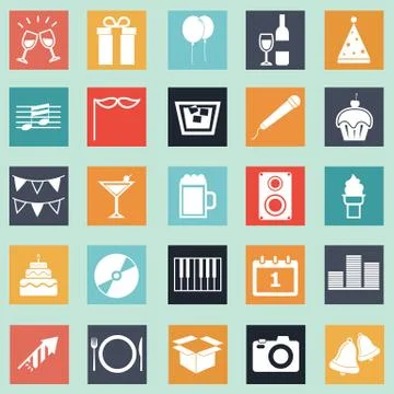 New year flat icon on green background Stock Illustration