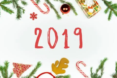 New year flat lay, poster or postcard format Stock Photos