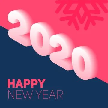 New year in flat style. 3d vector isometric illustration. Happy new year 2020 Stock Illustration