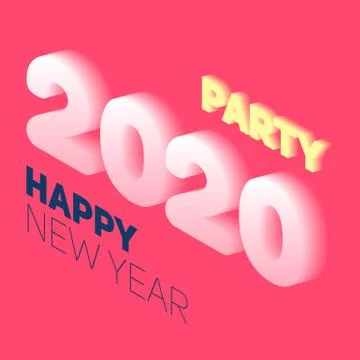 New year in flat style. 3d vector isometric illustration. Happy new year 2020 Stock Illustration