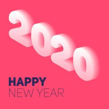New year in flat style. 3d vector isometric illustration. Happy new year 2020 Stock Illustration