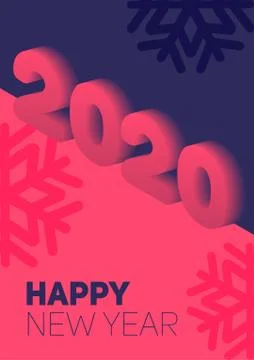 New year in flat style. 3d vector isometric illustration. Happy new year 2020 Stock Illustration