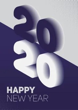 New year in flat style. 3d vector isometric illustration. Happy new year 2020 Stock Illustration