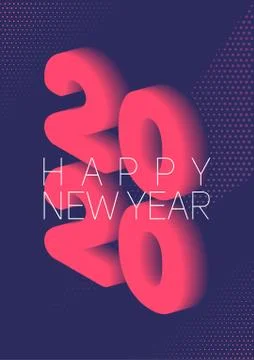 New year in flat style. 3d vector isometric illustration. Happy new year 2020 Stock Illustration