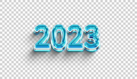 New year font style 3d glass blue shadow bewel png transparent celebrating Stock Illustration