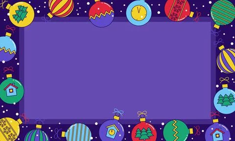 New year frame, greeting card with Christmas balls vector Stock Illustration
