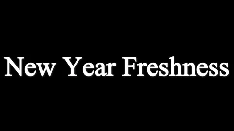 New Year Freshness text animation appearing on a solid black background for Stock Footage 346361829