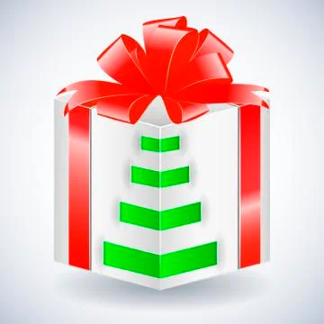 New year gift box with bow Stock Illustration