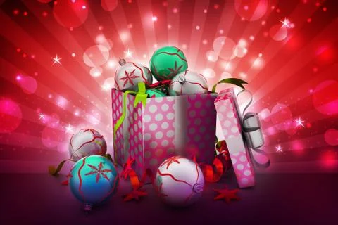 New year gift box with bubbles Stock Illustration