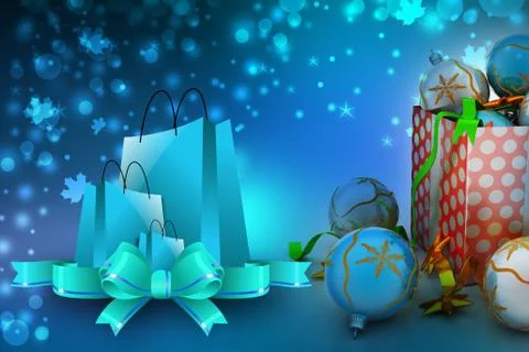New year gift box with bubbles Stock Illustration