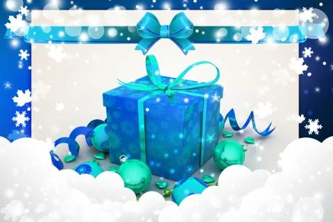 New year gift box with bubbles Stock Illustration
