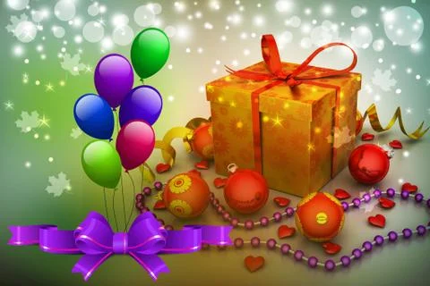 New year gift box with bubbles Stock Illustration