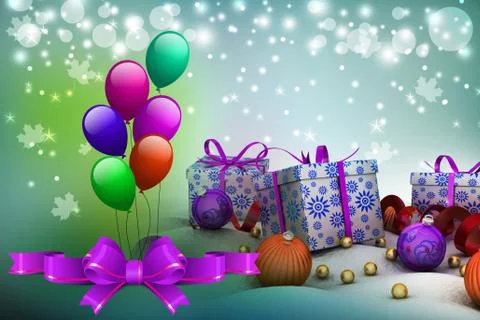 New year gift box with bubbles Stock Illustration