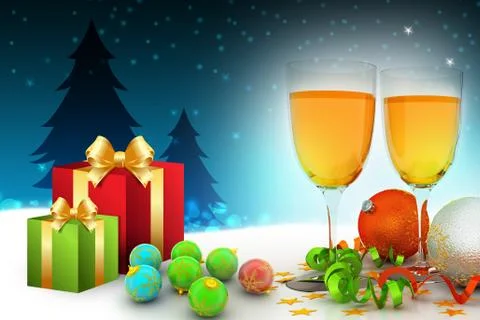 New year gift box with bubbles Illustrazione stock