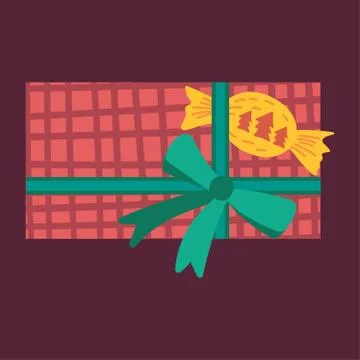 New year gift with candy flat vector illustration Illustrazione stock