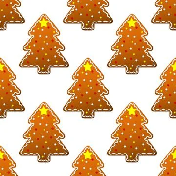 New year gingerbread tree seamless pattern Illustrazione stock