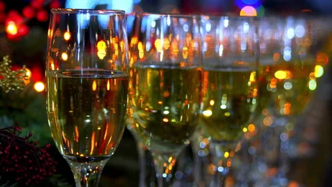 New year glasses with champagne 库存影片 167758957