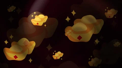 New Year Gold Ingots Background Loop Stock Footage 309471398