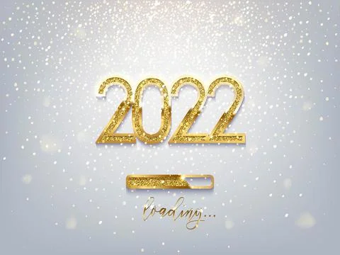 New Year golden loading bar vector illustration. 2022 Year progress with Stock Illustration