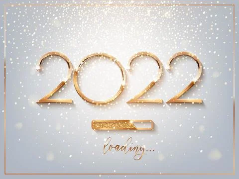 New Year golden loading bar vector illustration. 2022 Year progress with Stock Illustration