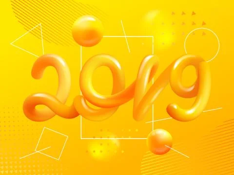 New Year gradient figures 2019 design template Stock Illustration