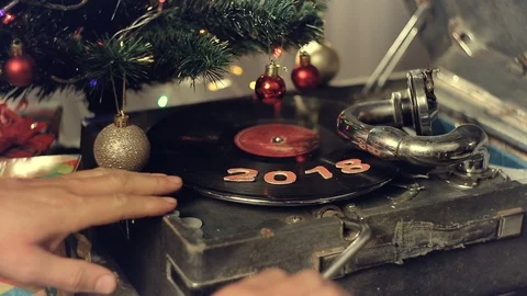 New year gramophone 2019 Stock Footage 95681709