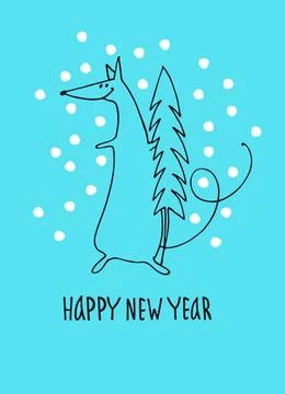 New Year greeting card with rat, zodiac animal for 2020. Horoscope rat with.. Stock Illustration