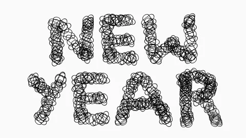 New Year Hand Drawn Brush Stroke In Black And White Stock Footage 322922827