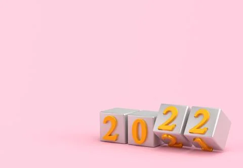 New year holiday concept. Cubes with number 2022 replace 2021 over blank copy Stock Illustration