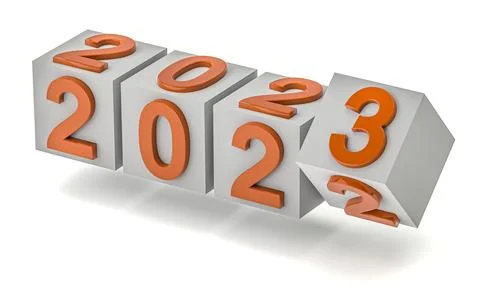 New year holiday concept. Cubes with number 2023 replace 2022 Stock Illustration