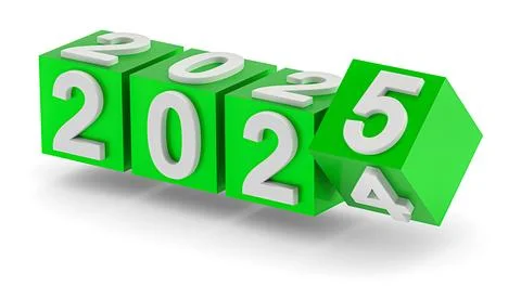 New year holiday concept. Cubes with number 2025 replace 2024. Abstract ill.. イラスト素材