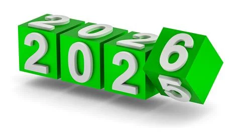 New year holiday concept. Cubes with number 2026 replace 2025 isolated イラスト素材