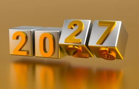 New year holiday concept. Cubes with number 2027 replace 2026 Stock Illustration
