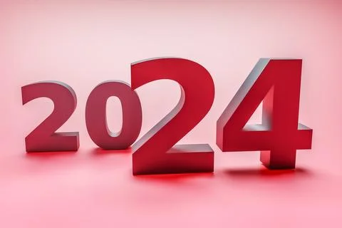 New year holidey concept in red colors. Number 2024. Stock Illustration