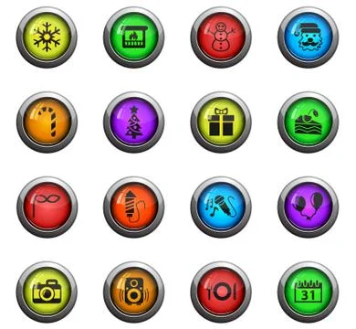 New year icon set Stock Illustration