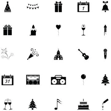 New year icon set Stock Illustration