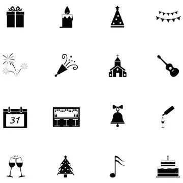 New year icon set Stock Illustration