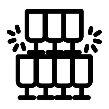 New year icon symbol- stack of champagne glasses icon Stock-Illustration