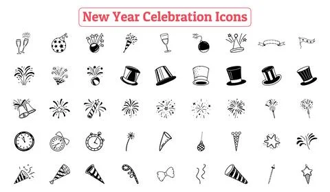 New Year Icon, Vector art design, Silhouette Stock Illustration
