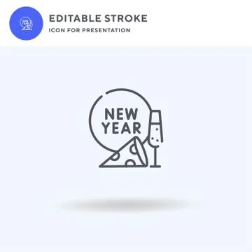 New Year icon vector, filled flat sign, solid pictogram isolated on white, logo 스톡 일러스트