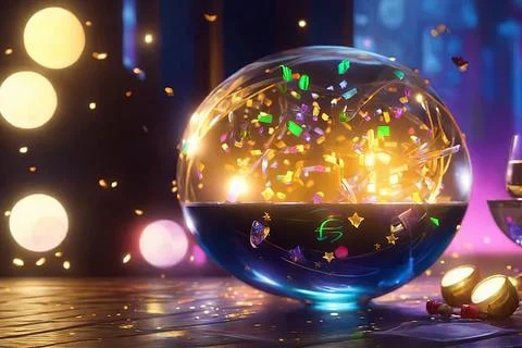 New year inside a crystal ball Illustrazione stock